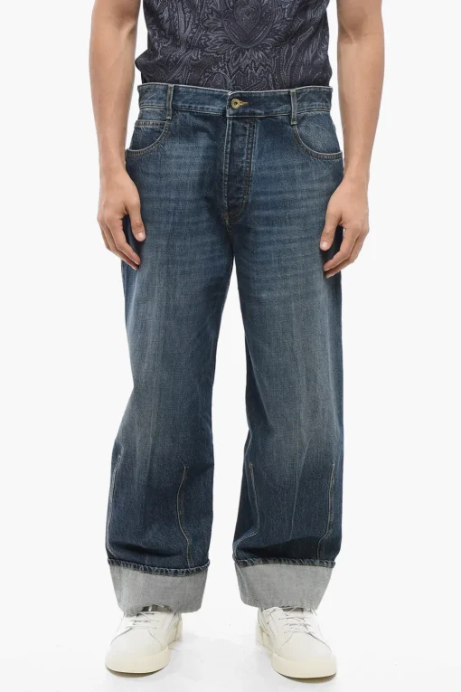 Jeans Baggy Cropped Fit con Risvolto 26cm>Bottega Veneta Discount