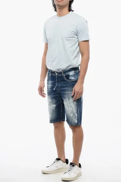 Sale Jeans Bermuda Regular Fit Effetto Bleached Uomo Jeans