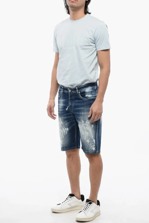 Sale Jeans Bermuda Regular Fit Effetto Bleached Uomo Jeans