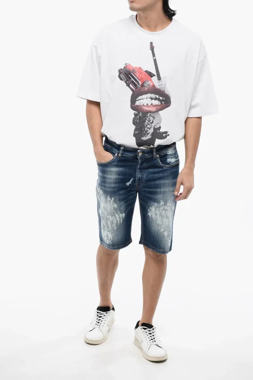 Sale Jeans Bermuda Regular Fit Effetto Bleached Uomo Jeans