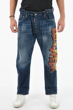 Jeans BIG BROTHER Tapered Fit con Stampa Logo Multicolor 19cm>Dsquared2 New