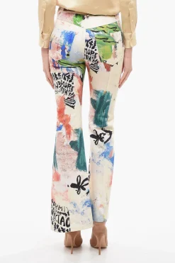 New Jeans Boot Cut Stampati con Borchie Frontali 29cm Donna Jeans