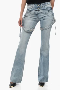 Jeans Bootcut RACER in Tinta Unita con Cinturini Regolabili 24cm>Courreges Discount