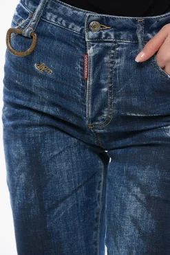 Clearance Jeans Borton Fit con Lavaggio Scuro e Risvolto 18cm Donna Jeans