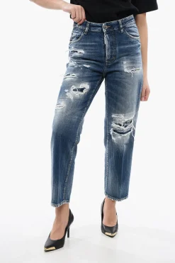 Outlet Jeans Boston Fit in Denim Distressed 18cm Donna Jeans