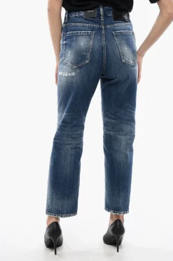 Outlet Jeans Boston Fit in Denim Distressed 18cm Donna Jeans