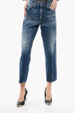 Online Jeans Boston Fit in Denim Distressed 18cm Donna Jeans