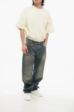 Clearance Jeans Boyfriend Fit in Denim Lavaggio Vintage 23cm Uomo Jeans
