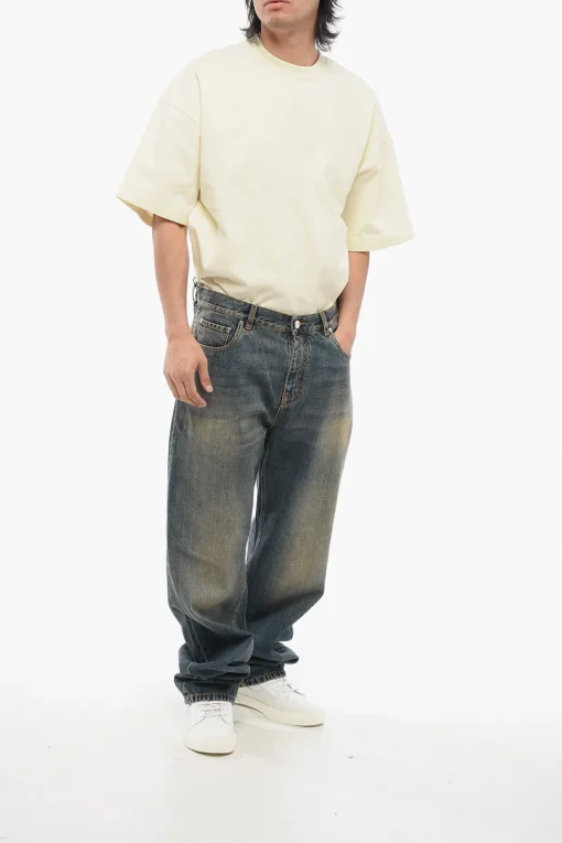 Clearance Jeans Boyfriend Fit in Denim Lavaggio Vintage 23cm Uomo Jeans