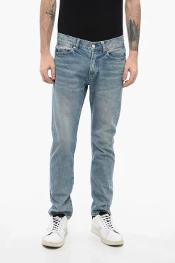 Fashion Jeans BROTHER Stonewashed con Bottone Logato 16cm Uomo Jeans