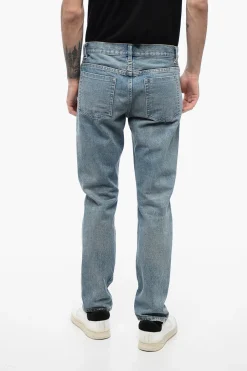 Fashion Jeans BROTHER Stonewashed con Bottone Logato 16cm Uomo Jeans