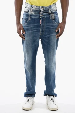 Jeans BURBS Distressed con Lettering in Vernice>Dsquared2 Clearance