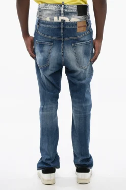 Jeans BURBS Distressed con Lettering in Vernice>Dsquared2 Clearance