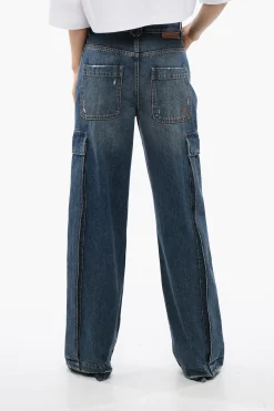 Jeans Cargo a Gamba Dritta con Orlo Sfrangiato 26cm>Stella McCartney Best