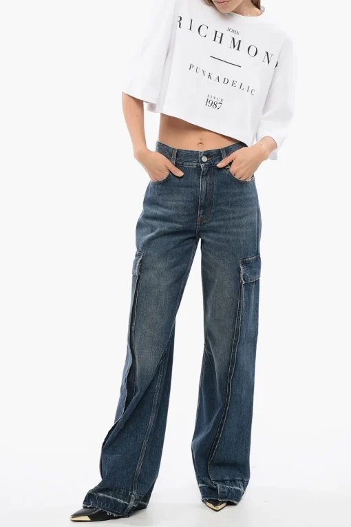 Jeans Cargo a Gamba Dritta con Orlo Sfrangiato 26cm>Stella McCartney Best