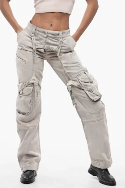 Jeans Cargo Baggy Fit Effetto Candeggiato con Dettagli in Stile Harness 22cm>Off-White Sale