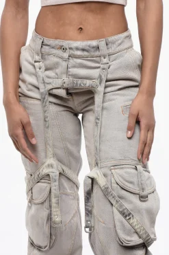 Jeans Cargo Baggy Fit Effetto Candeggiato con Dettagli in Stile Harness 22cm></noscript>Off-White Sale