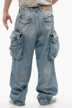 Online Jeans Cargo Baggy Fit Effetto Acid Wash 25cm Uomo Jeans