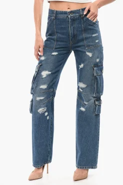 Fashion Jeans Cargo in Denim Distressed 21cm Donna Jeans