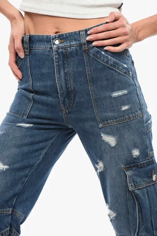 Fashion Jeans Cargo in Denim Distressed 21cm Donna Jeans