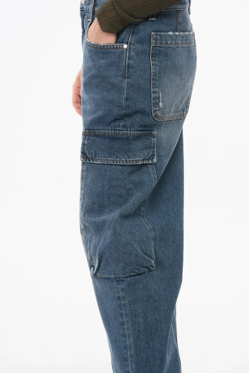 Jeans Cargo in Denim Lavaggio Scuro 21cm>Stella McCartney New