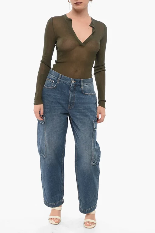 Jeans Cargo in Denim Lavaggio Scuro 21cm>Stella McCartney New