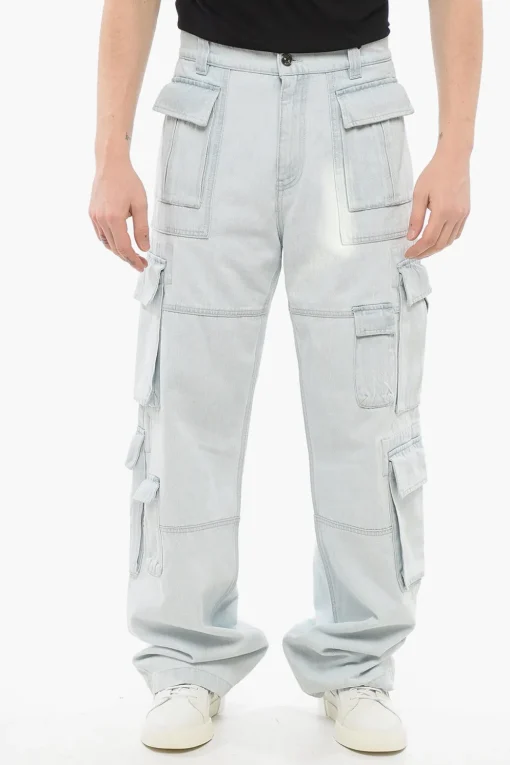 Sale Jeans Cargo in Denim Lavaggio Chiaro 28cm Uomo Jeans