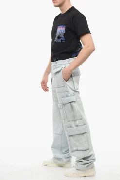 Sale Jeans Cargo in Denim Lavaggio Chiaro 28cm Uomo Jeans