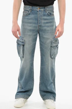 Online Jeans Cargo in Denim Lavaggio Vintage con Spacchi alla Caviglia 26cm Uomo Jeans