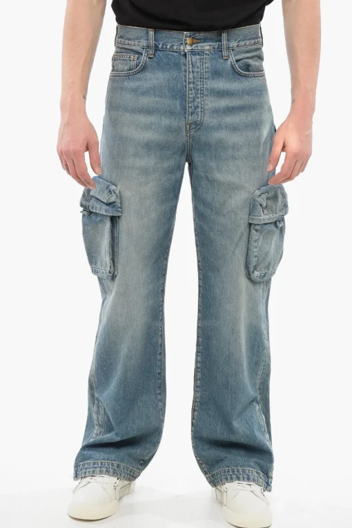 Online Jeans Cargo in Denim Lavaggio Vintage con Spacchi alla Caviglia 26cm Uomo Jeans