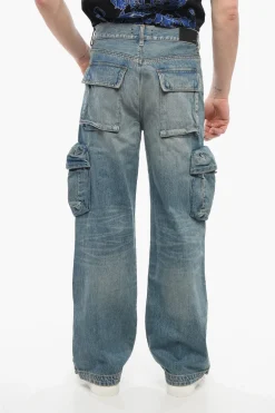Online Jeans Cargo in Denim Lavaggio Vintage con Spacchi alla Caviglia 26cm Uomo Jeans