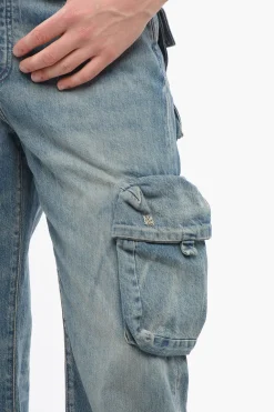 Online Jeans Cargo in Denim Lavaggio Vintage con Spacchi alla Caviglia 26cm Uomo Jeans