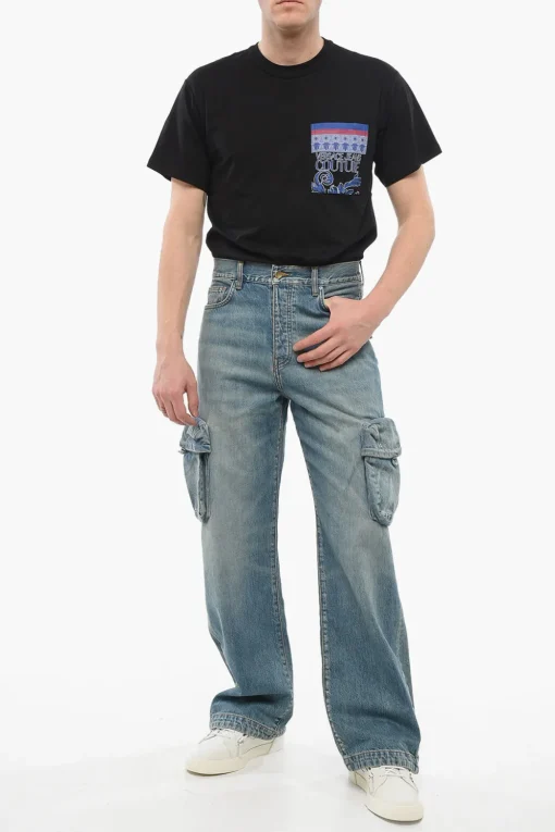 Online Jeans Cargo in Denim Lavaggio Vintage con Spacchi alla Caviglia 26cm Uomo Jeans
