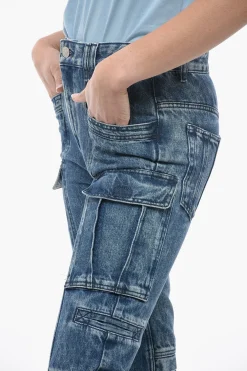 Fashion Jeans Cargo VOKAIO con Lavaggio Scuro 22cm Donna Jeans