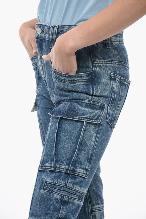 Fashion Jeans Cargo VOKAIO con Lavaggio Scuro 22cm Donna Jeans