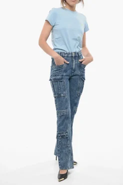 Fashion Jeans Cargo VOKAIO con Lavaggio Scuro 22cm Donna Jeans