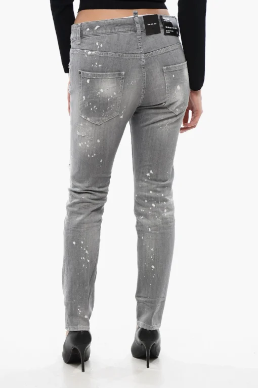 Jeans Cool Girl Fit in Denim Distressed 16cm>Dsquared2 Online