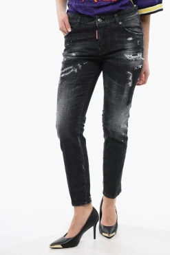 Jeans Cool Girl Fit in Denim Distressed 15cm>Dsquared2 Discount