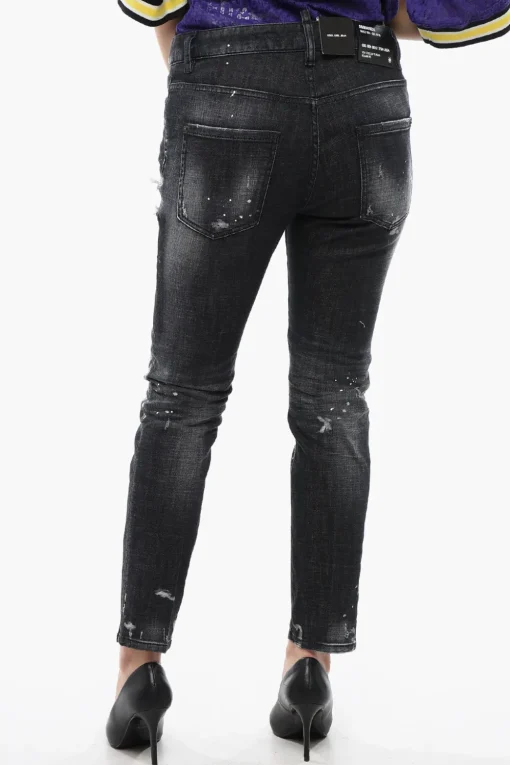 Jeans Cool Girl Fit in Denim Distressed 15cm>Dsquared2 Discount