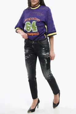 Jeans Cool Girl Fit in Denim Distressed 15cm></noscript>Dsquared2 Discount