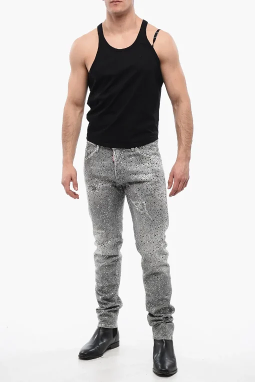Sale Jeans Cool Guy Distressed con Borchie Uomo Jeans