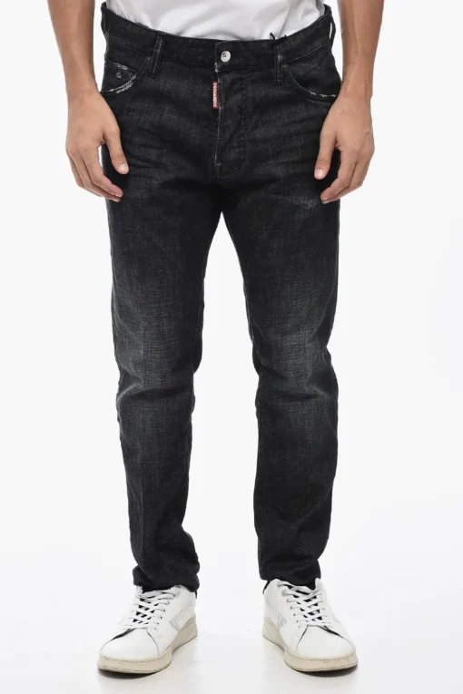 Clearance Jeans COOL GUY Distressed con Logo Patch 18cm Uomo Jeans