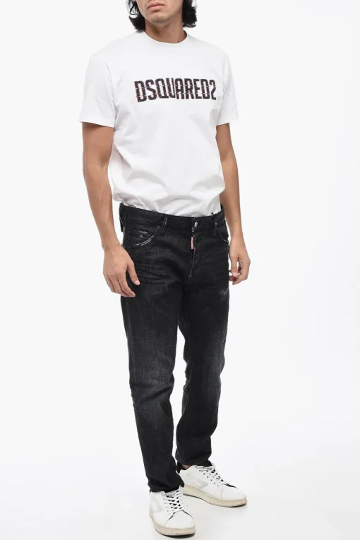 Clearance Jeans COOL GUY Distressed con Logo Patch 18cm Uomo Jeans