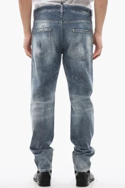 Hot Jeans COOL GUY Stone Washed Con Strass Allover 17 cm Uomo Jeans