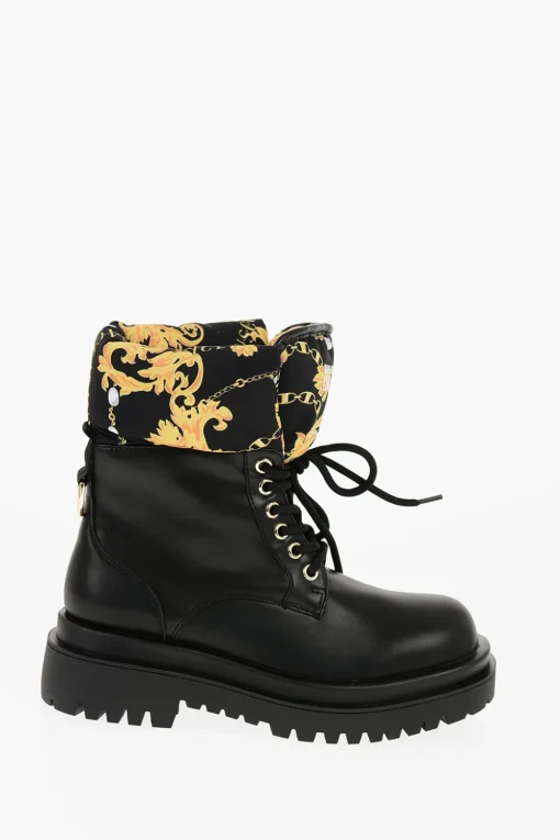JEANS COUTURE Anfibi DREW in Ecopelle con Dettaglio Motivo Barocco>Versace Outlet