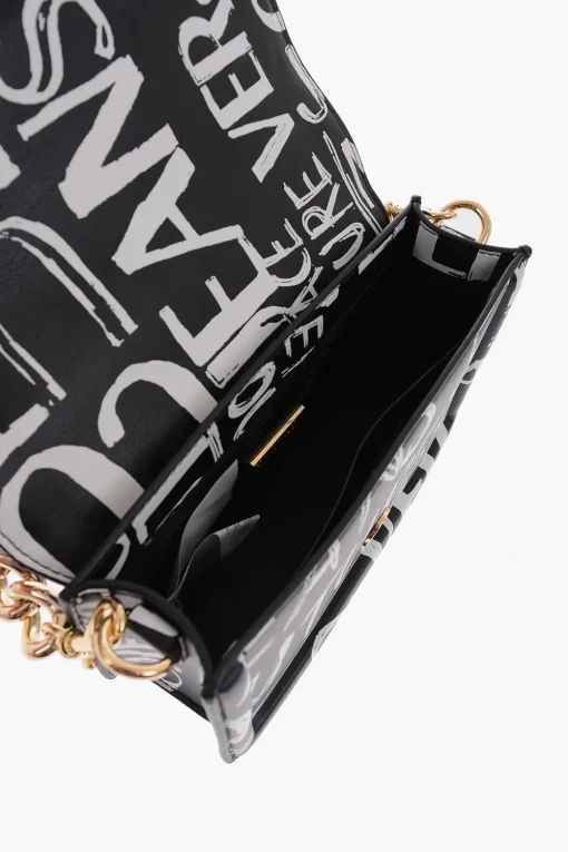 Discount JEANS COUTURE Borsa a Spalla in Ecopelle con Stampa Logo All-Over e Maxi Fibbia Dorata Donna Borse A Spalla