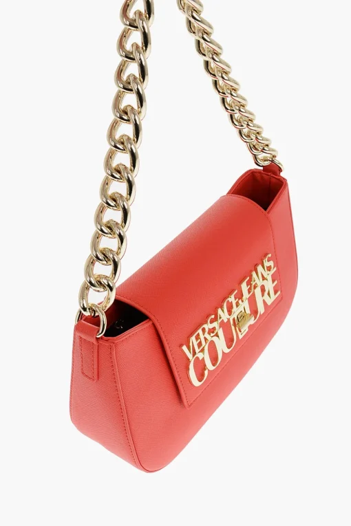 JEANS COUTURE Borsa a Spalla in Ecopelle con Catena Dorata e Chiusura Turn Lock>Versace Hot