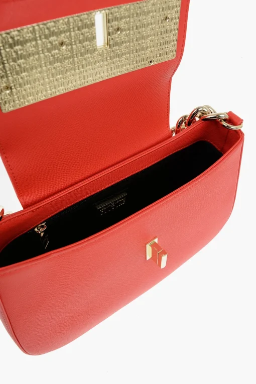 JEANS COUTURE Borsa a Spalla in Ecopelle con Catena Dorata e Chiusura Turn Lock>Versace Hot