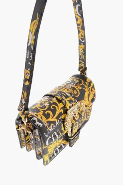 Fashion JEANS COUTURE Borsa RANGE F A Motivo Barocco in Ecopelle Saffiano con Maxi Fibbia Dorata Decorativa Donna Borse A Spalla