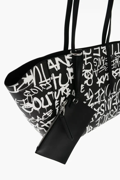 New JEANS COUTURE Borsa Tote in Ecopelle Stampata con Pouch Abbinato Donna Borse A Spalla